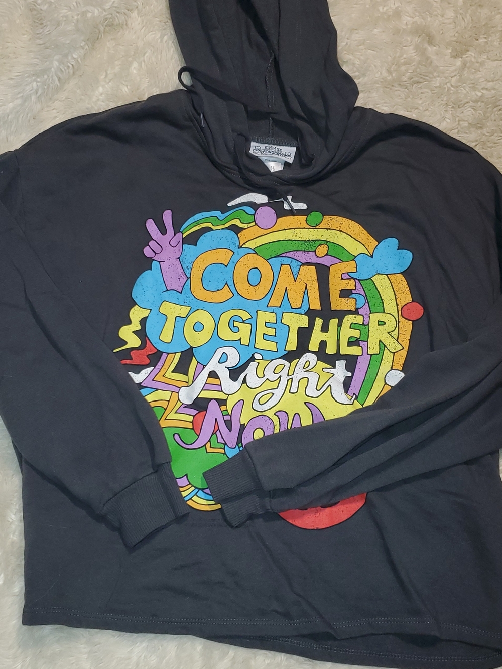 Come Together Right Now Black Graphic Hoodie